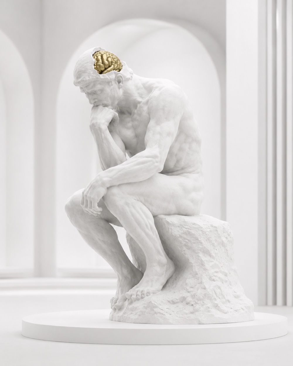 Incognitive: a marble Thinker with a gilded brain